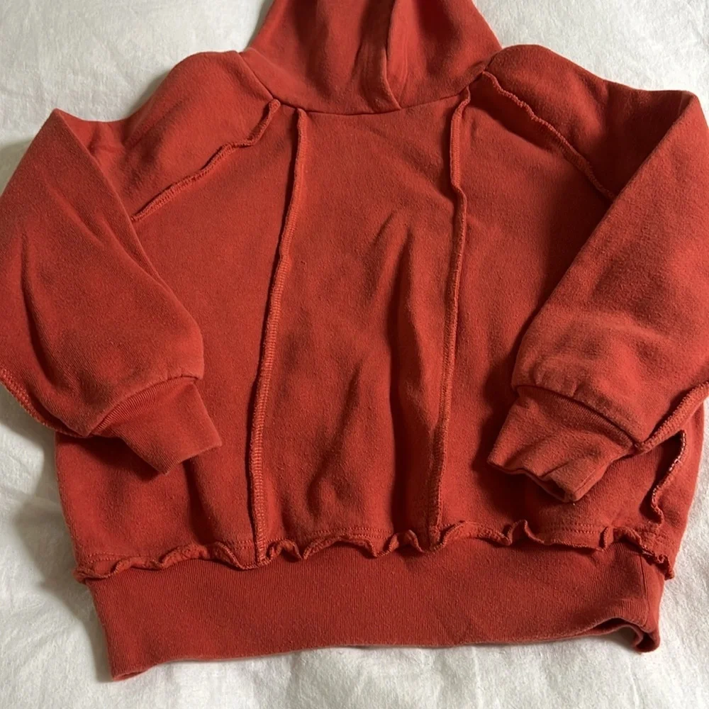 Orange Ruffled Kids Hoodie Sweater